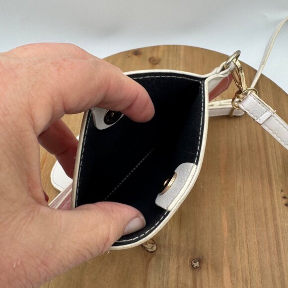 Mushroom-Shaped Red & White Faux Leather Crossbody Bag With Adjustable Strap - Picture 7 of 8